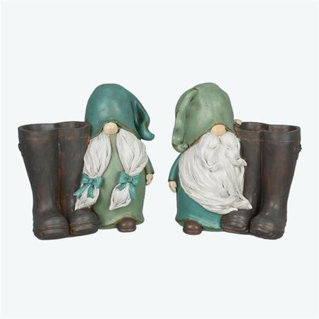 YOUNGS Ceramic Gnome Pot Decor, Assorted Color - 2 Piece 72513